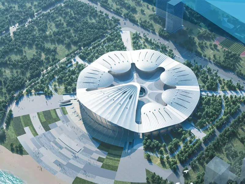 Como um pavilhão de exposições com estrutura de aço proporciona uma construção rápida e uma experiência premium ao visitante?